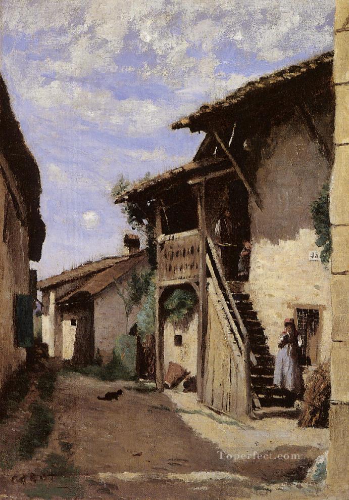 Un pueblo Steeet Dardagny plein air Romanticismo Jean Baptiste Camille Corot Pintura al óleo